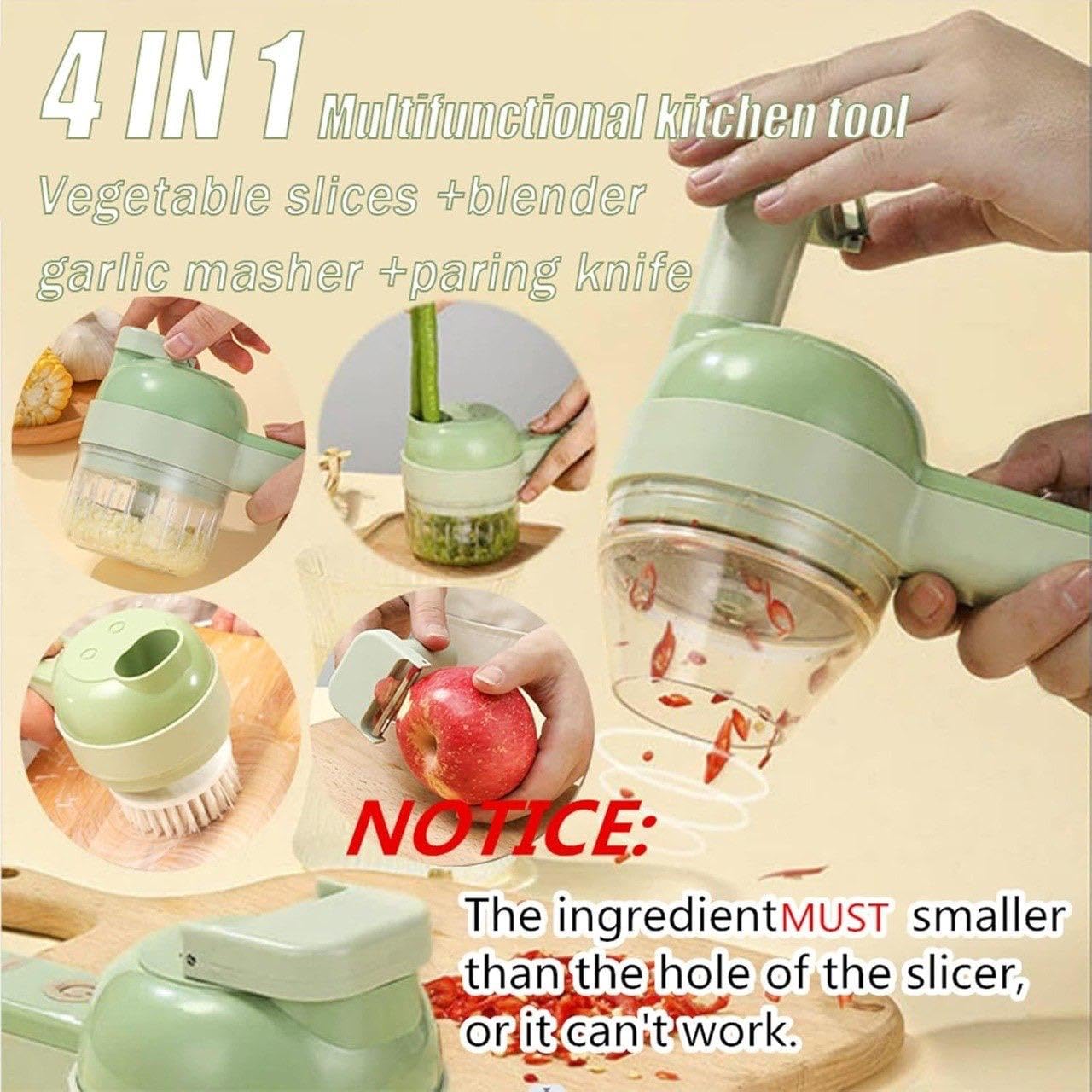 4-in-1 Portable Electric Vegetable Cutter Set