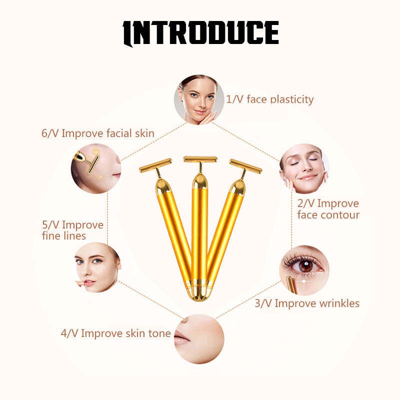 24K Gold Face Massager - Vibrating Facial Tool