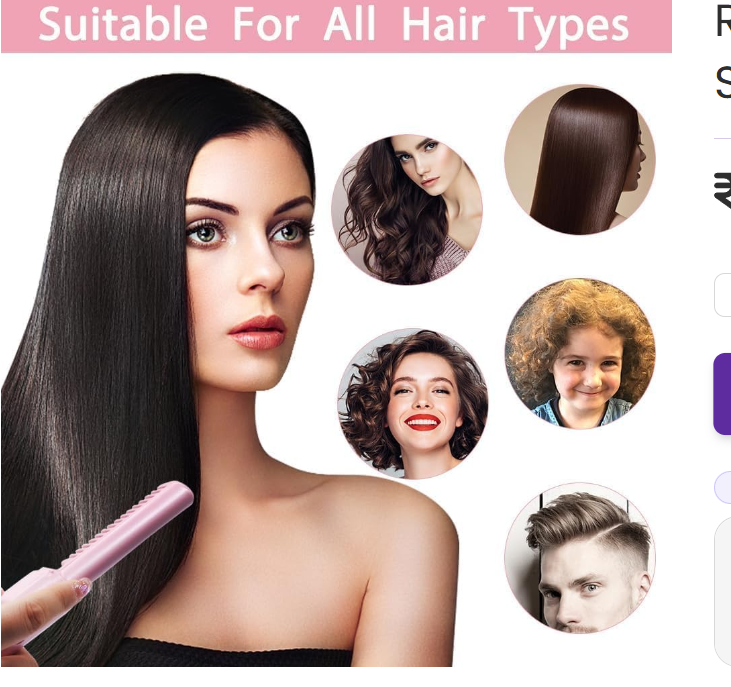 Meneflix Portable Mini Hair Straightener Cordless Rechargeable Mini Adjustable Hair Straightener Hot Comb