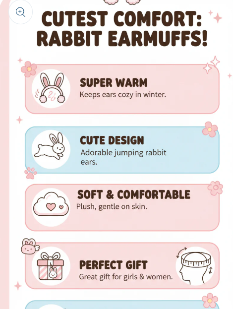 Cute rabbit jumping ear muffs for women