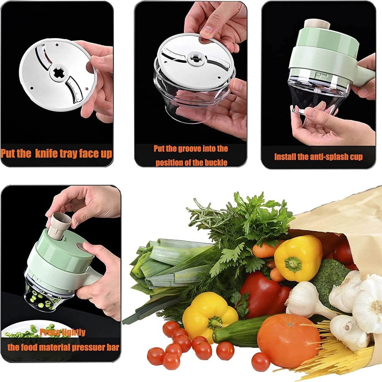 4-in-1 Portable Electric Vegetable Cutter Set