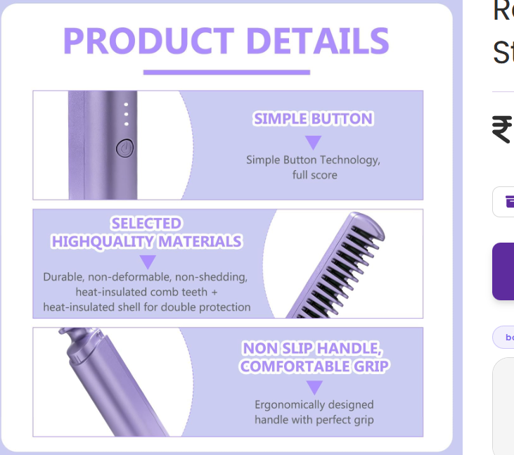 Rechargeable Hot Comb Hair Straightener